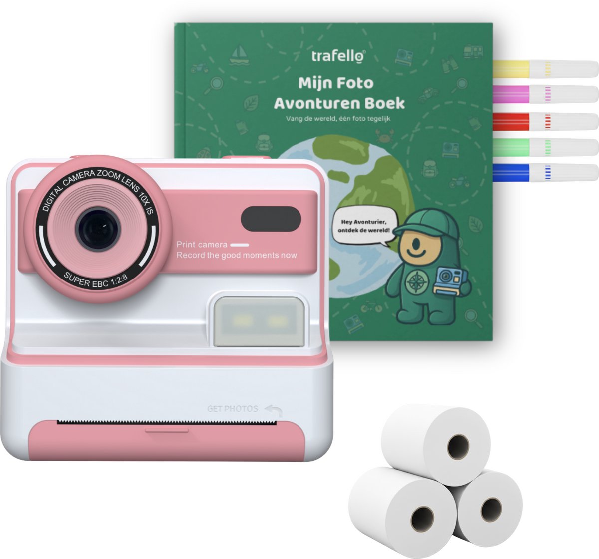  ® Explorer Cam + Adventure Album – Kindercamera met Instant Print & Fotoboek | Avonturen vastleggen, printen & bewaren | Cadeauset voor kleine ontdekkingsreizigers (3–10 jaar)